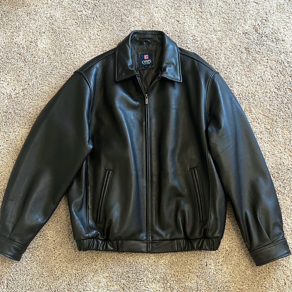 Men’s Vintage Chaps Ralph Lauren Genuine Leather Bomber Jacket